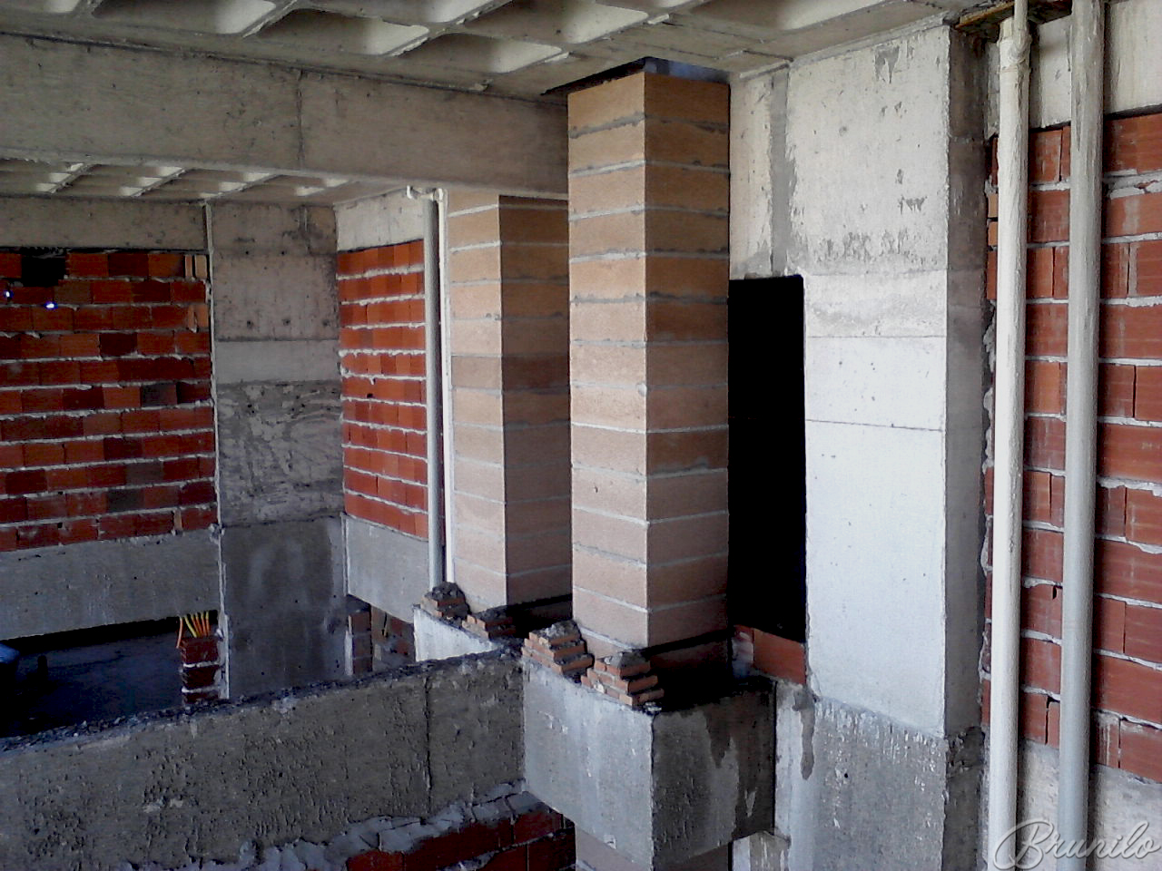 Prumada dupla com duto pré moldado